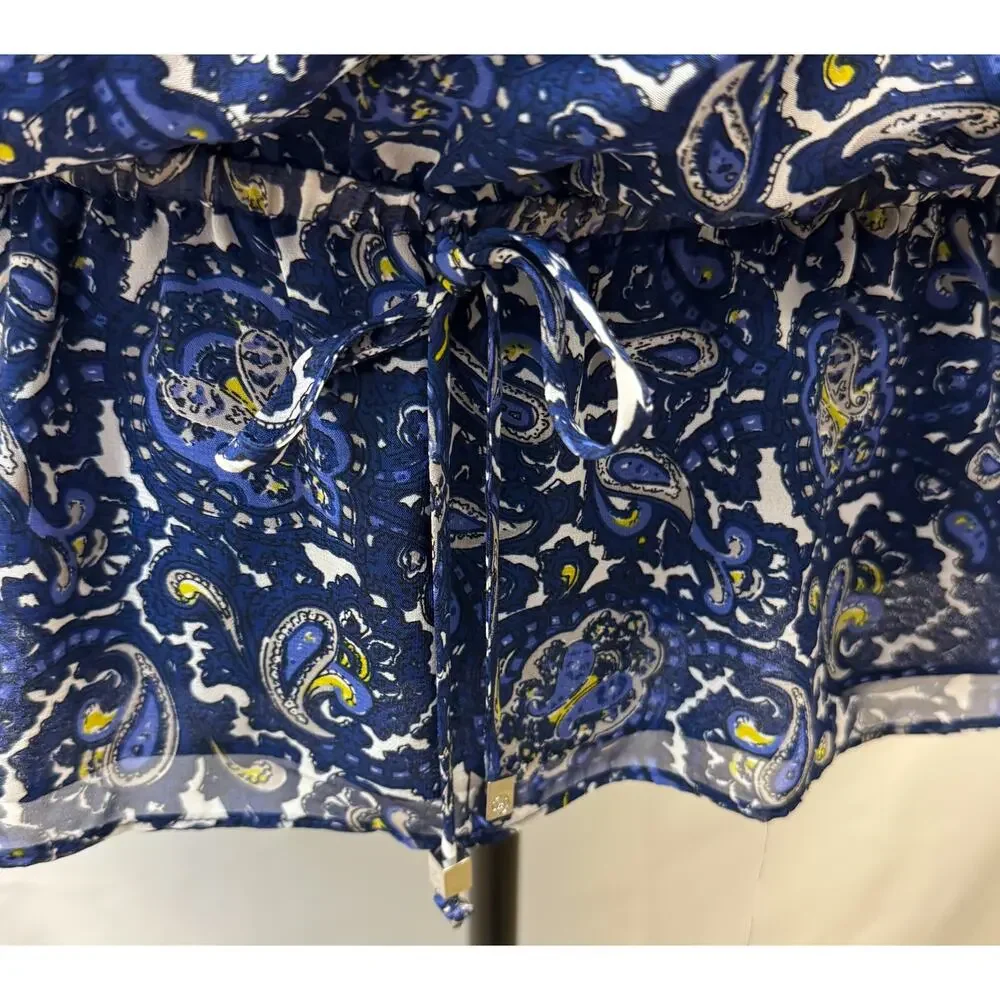 Womens Michael Kors Paisley Print Chiffon Tunic Top Size XL Flowy Church Brunch